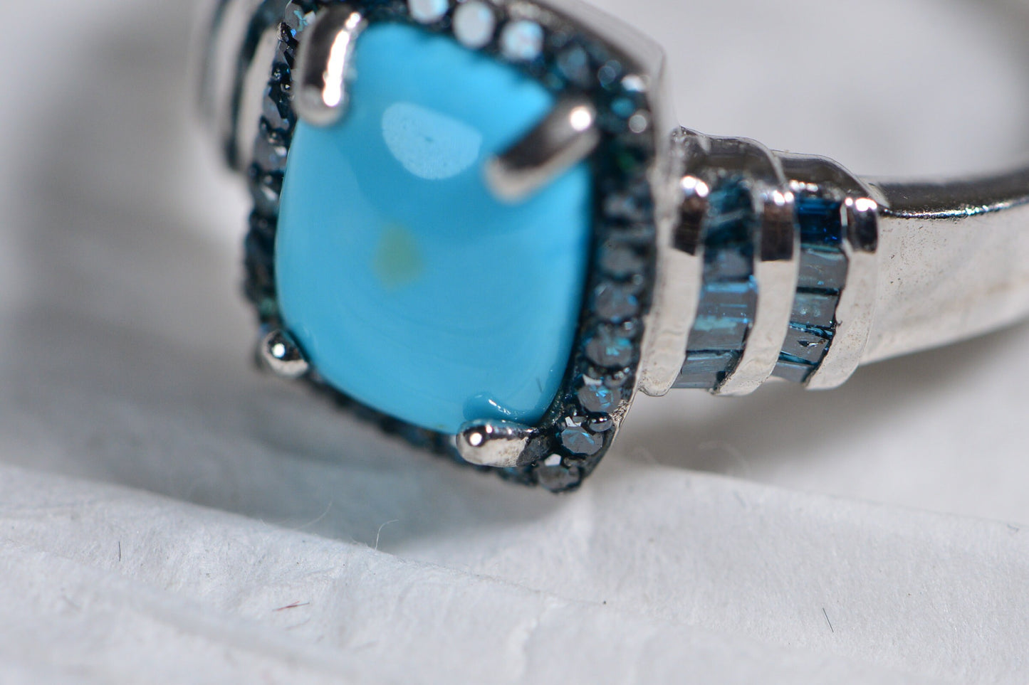 Sleeping Beauty Turquoise Ring: Sterling Silver, Blue Diamond Accent, December Birthstone