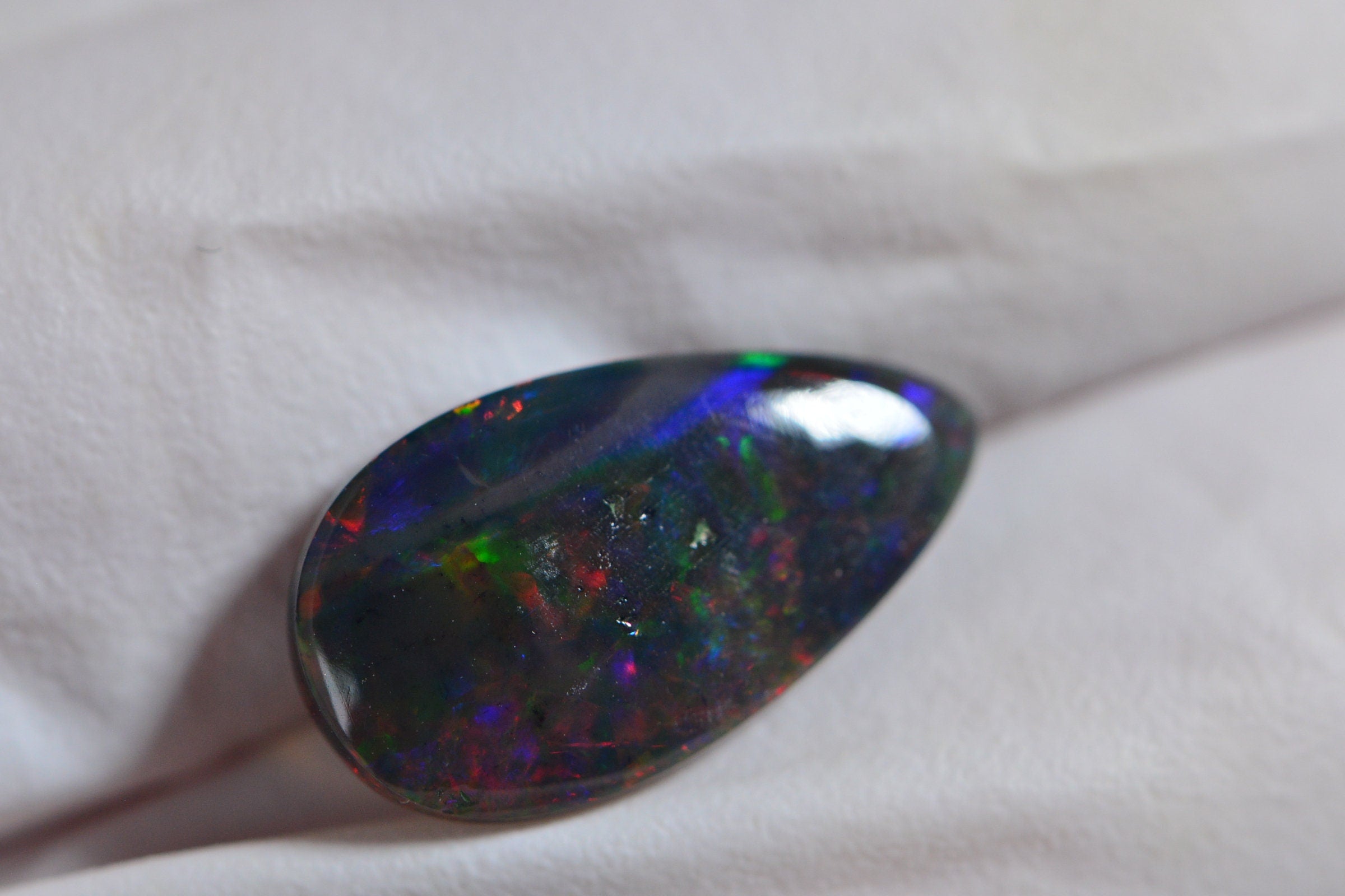 Ethiopian Black Opal Teardrop Cabochon: Natural Gemstone (3.3ct)