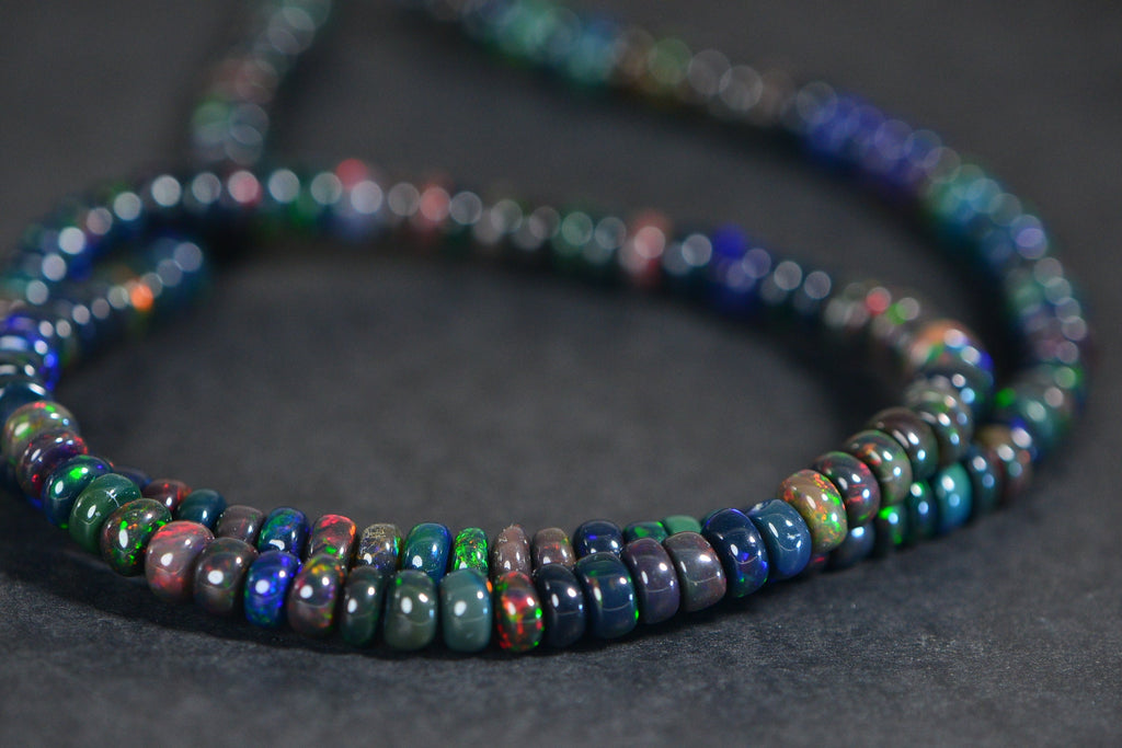 Ethiopian Black Opal Rondelle Beads: Gemstone Jewelry Making Supplies