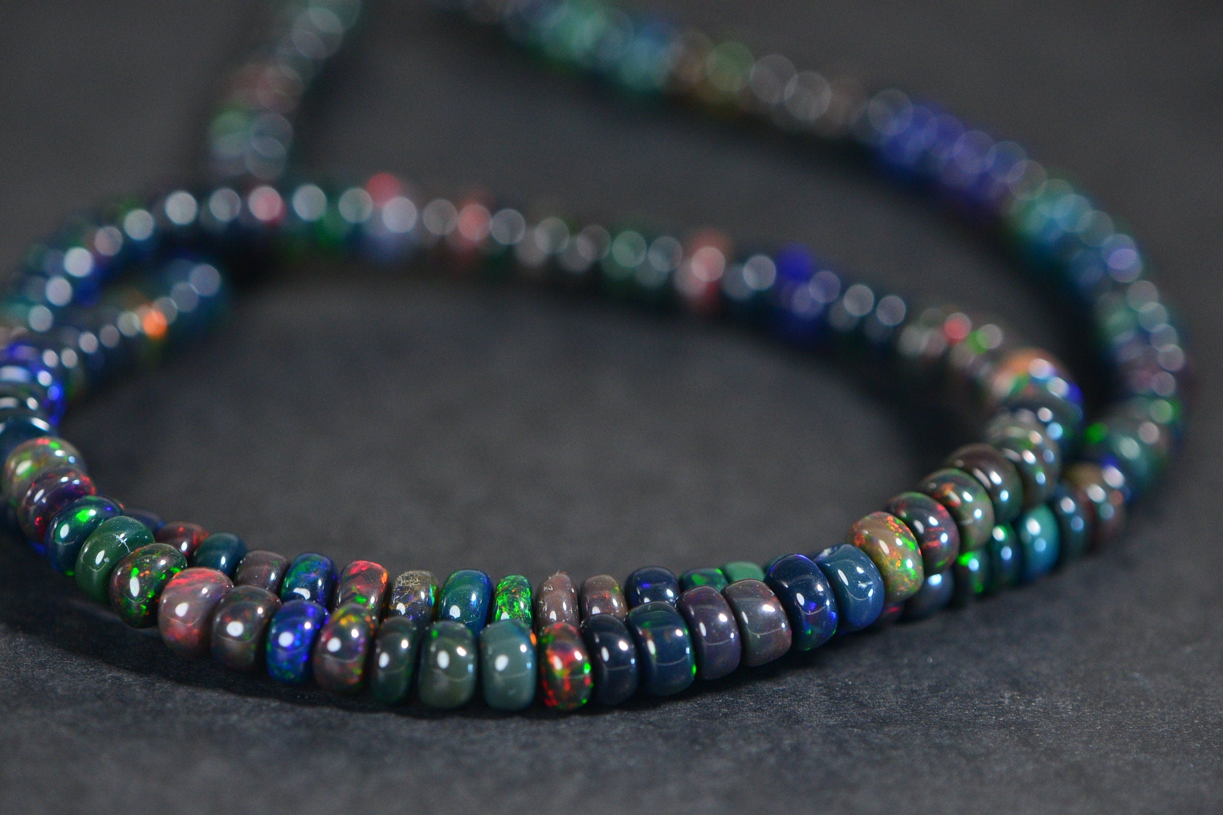 Ethiopian Black Opal Rondelle Beads: Gemstone Jewelry Making Supplies