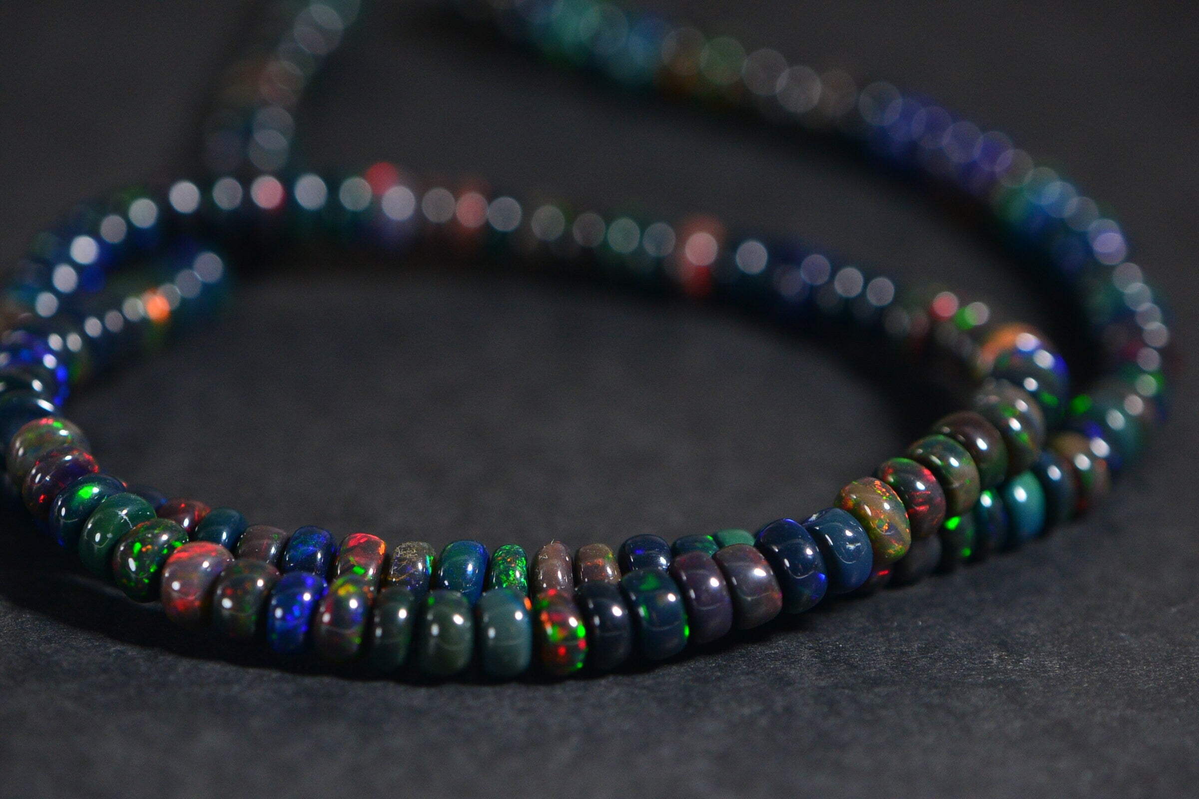 Ethiopian Black Opal Beads Smooth  Rondelle Beads Natural Gemstone Beads Jewelry Making Supplies