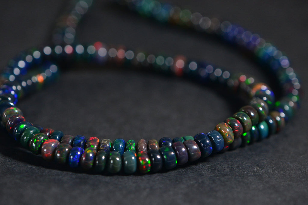 Ethiopian Black Opal Rondelle Beads: Gemstone Jewelry Making Supplies