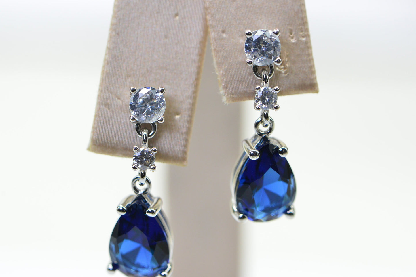 Teardrop Crystal Quartz Earrings: Sterling Silver Dangle Studs