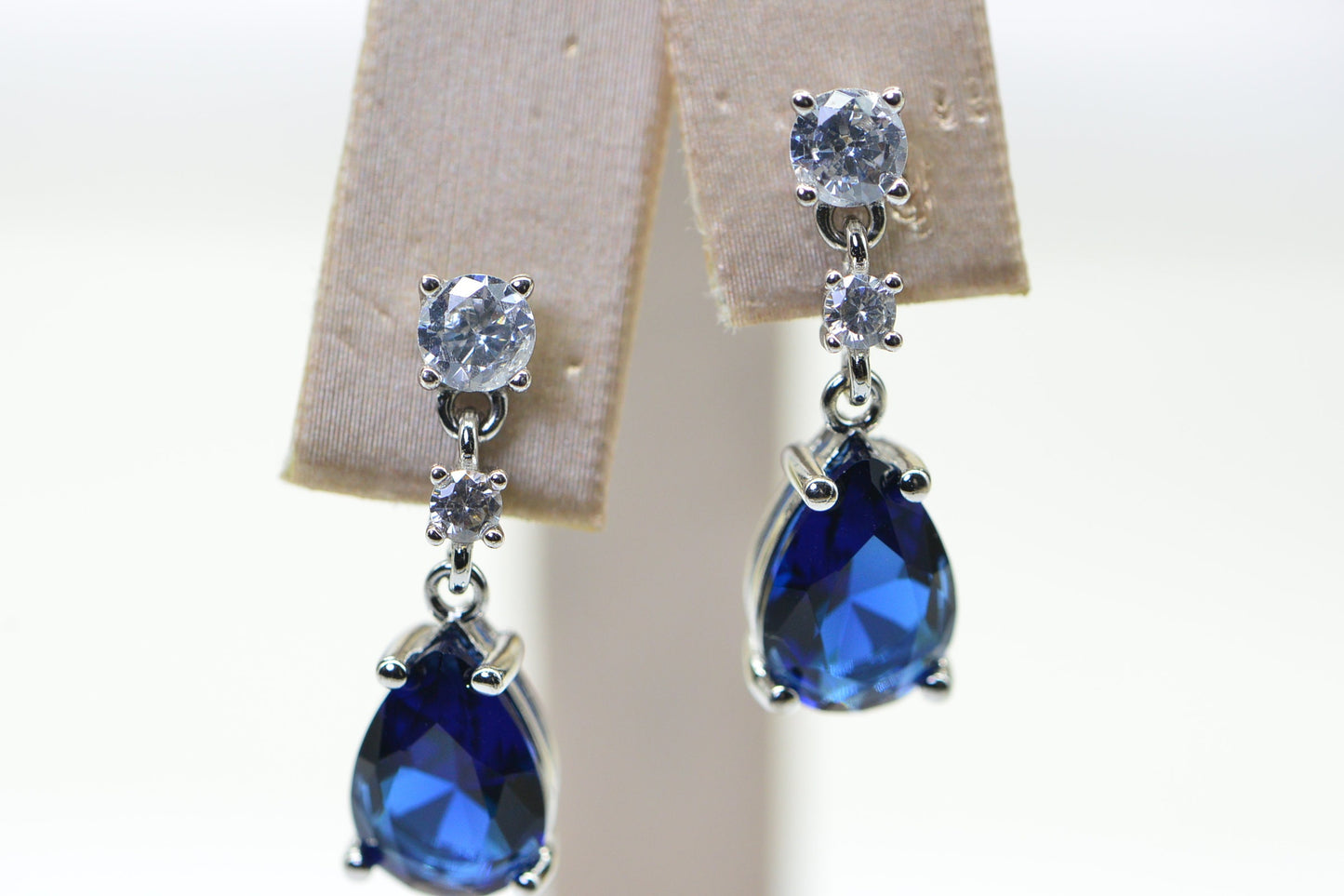 Teardrop Crystal Quartz Earrings: Sterling Silver Dangle Studs