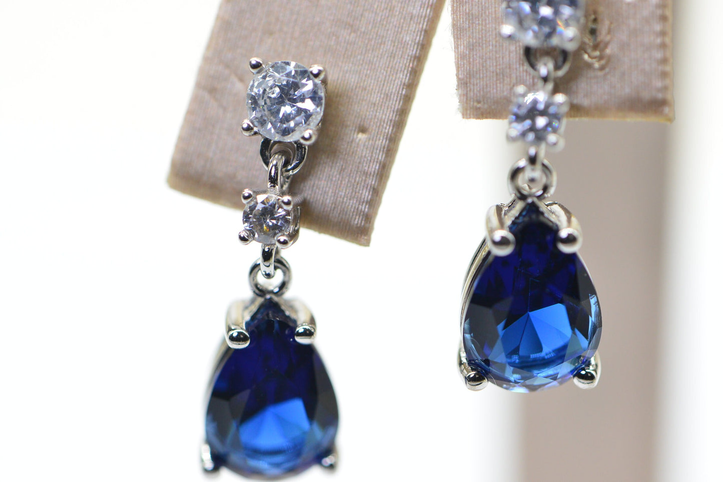 Teardrop Crystal Quartz Earrings: Sterling Silver Dangle Studs
