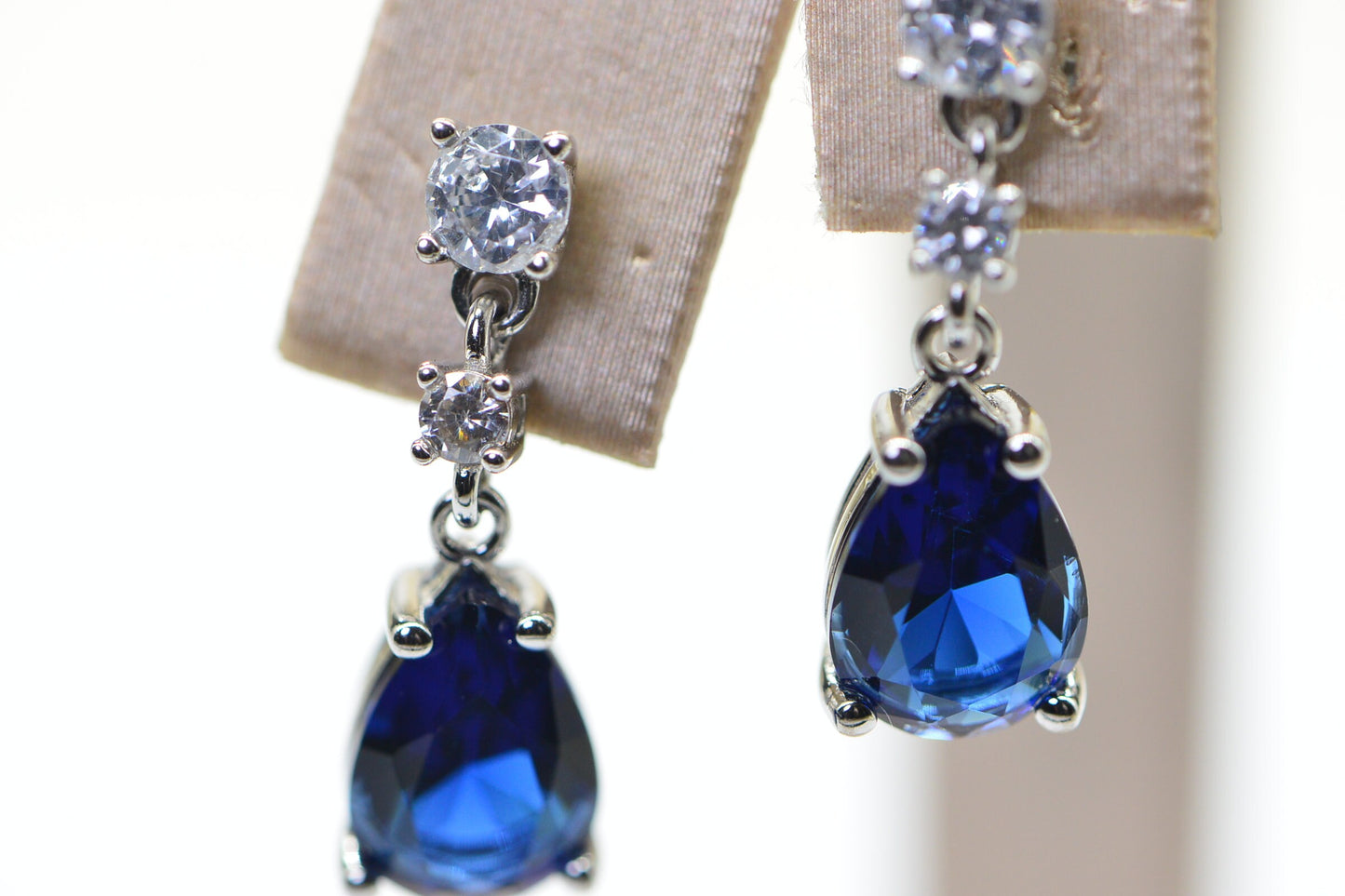 Teardrop Crystal Quartz Earrings: Sterling Silver Dangle Studs