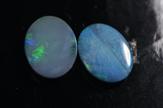 Australian Opal Mix 8X6mm Oval Doublet Blue Green Color Listed for 2 stone lot