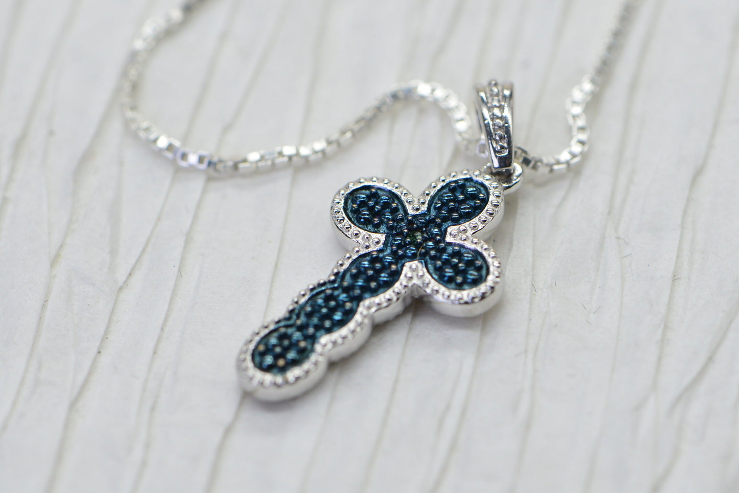 Blue Diamond Cross Pendant: Reversible 14K Yellow Gold Vermeil Necklace