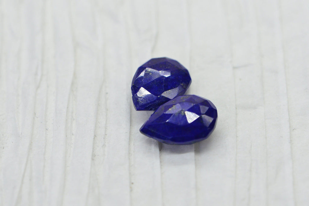 Lapis Lazuli 13x9mm 2  Faceted Teardrop Gemstone   Natural Lapis Deep blue