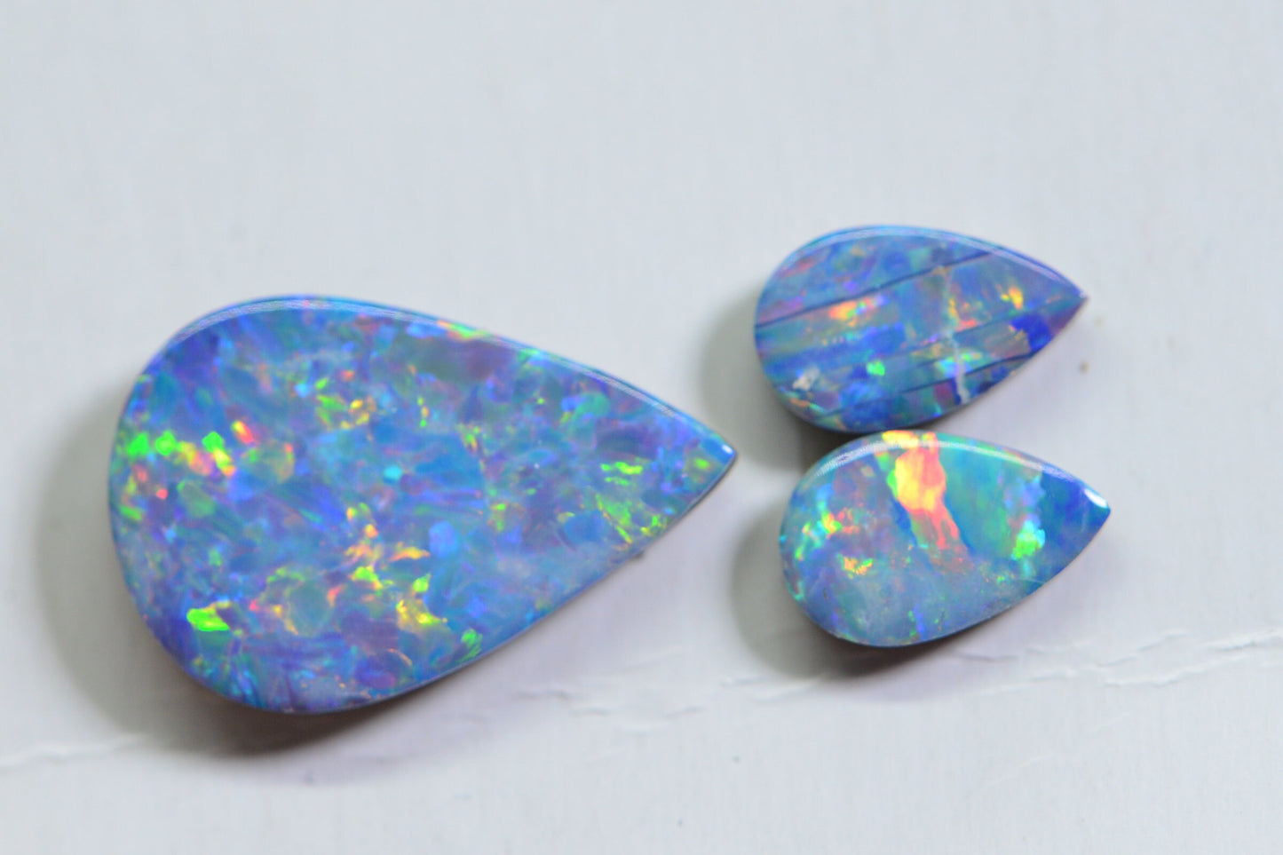 3.17ct Australian Black Opal Teardrop Set: Earring & Pendant Stones