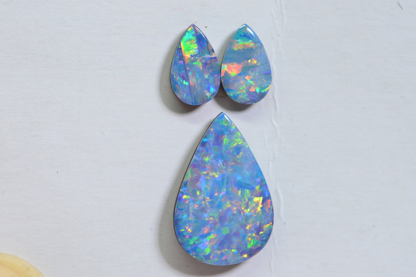 3.17ct Australian Black Opal Teardrop Set: Earring & Pendant Stones