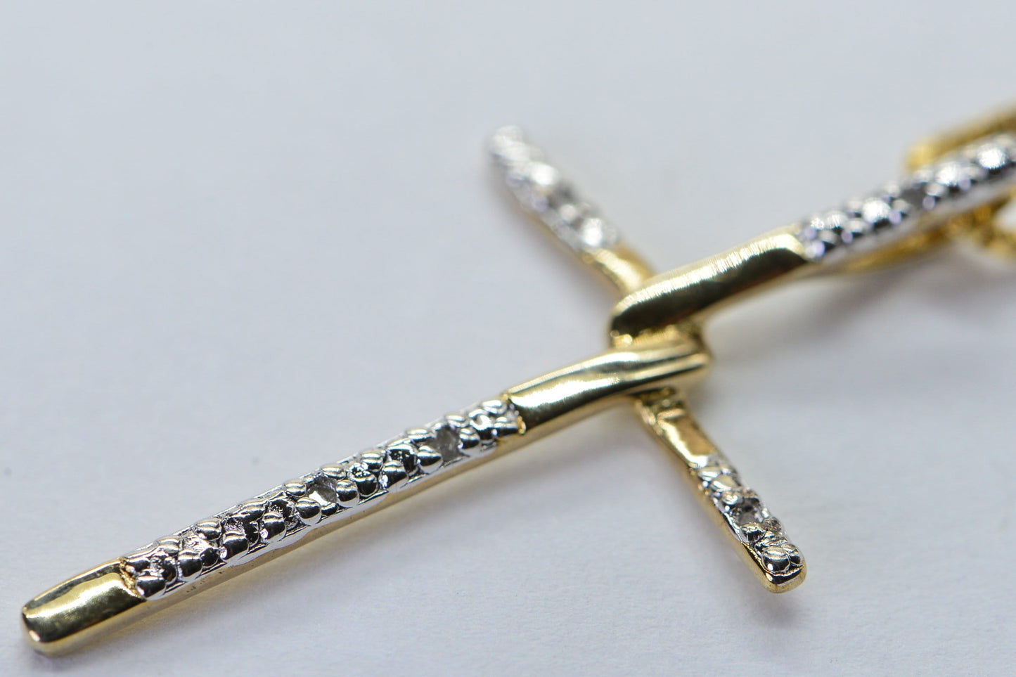 Religious Knot Cross Diamond Necklace: 24K Gold Over Sterling Silver