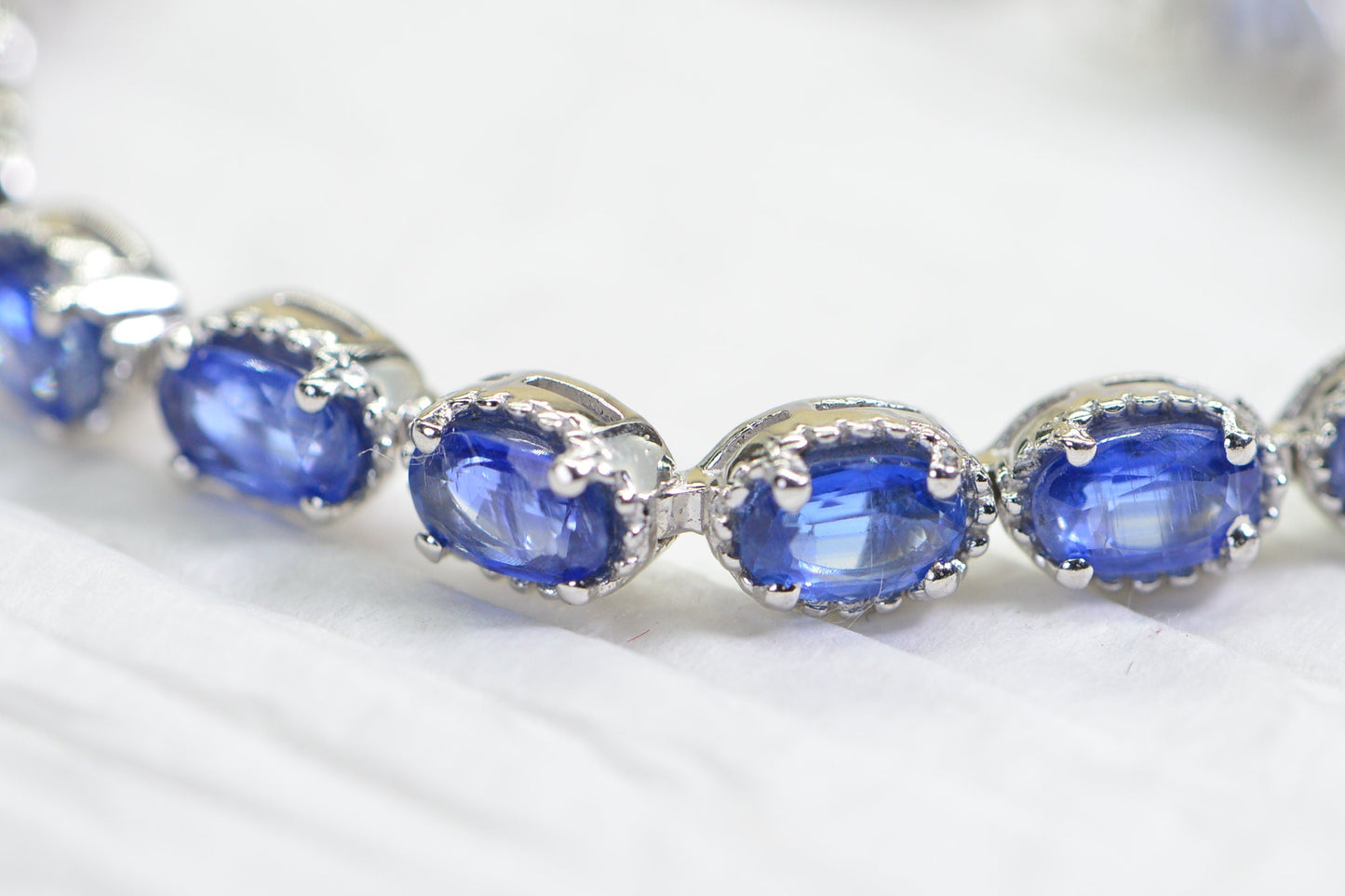 Blue Kyanite Sterling Silver Bolo Bracelet - September Birthstone