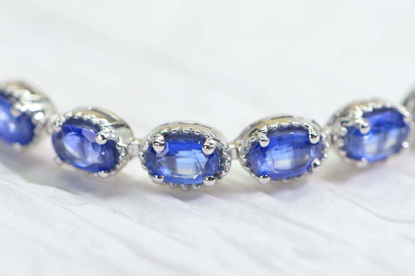 Blue Kyanite Sterling Silver Bolo Bracelet - September Birthstone