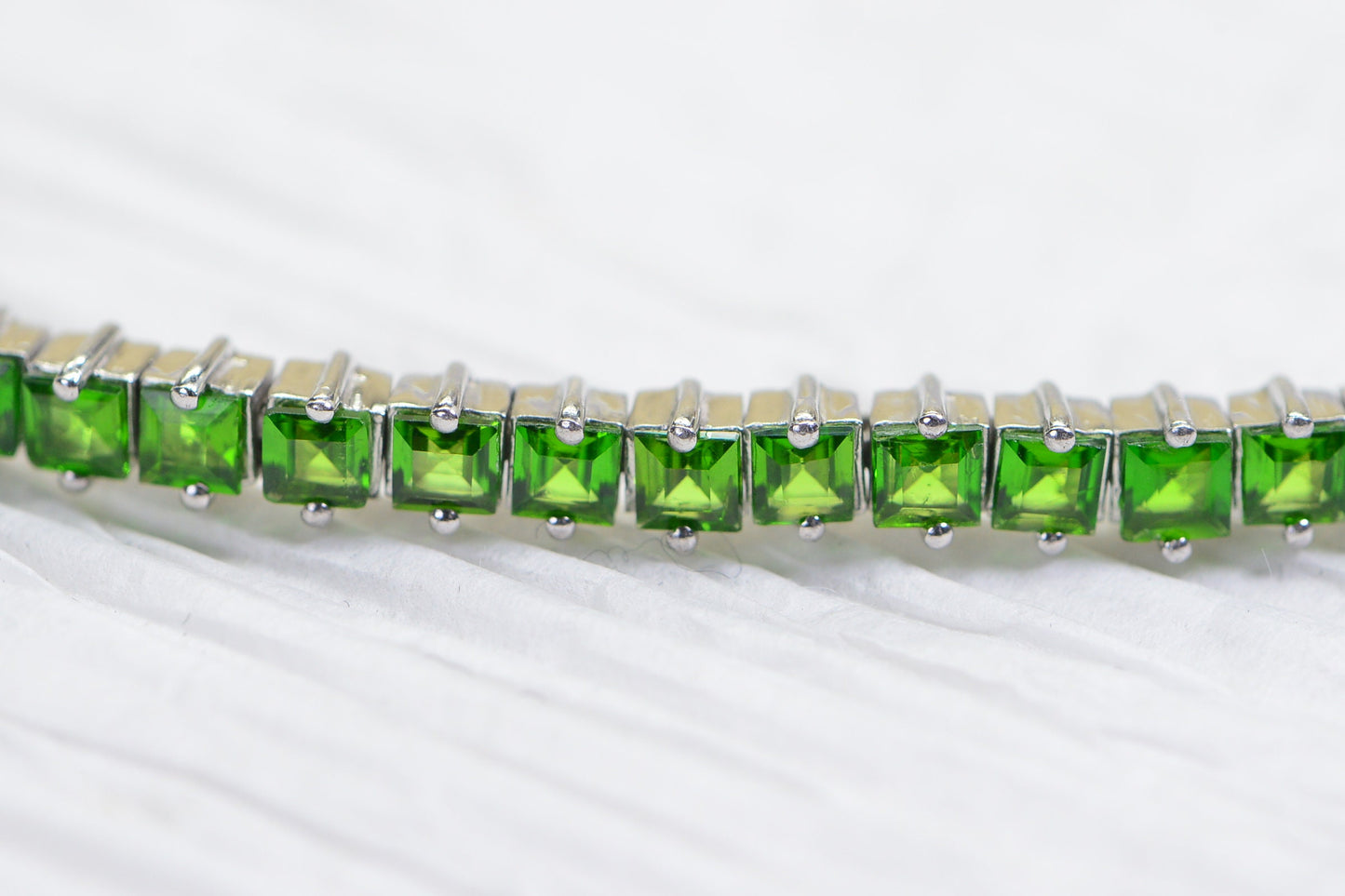 Emerald Bolo Bracelet: Princess Cut Sterling Silver Adjustable Gemstone