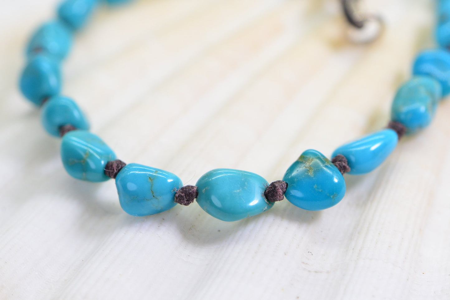 Arizona Sleeping Beauty Turquoise Bracelet Natural Nugget Design Sterling Silver Knotted Bracelet