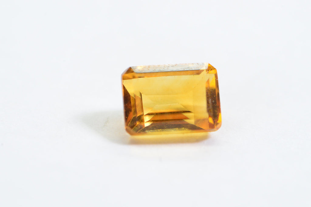 7X5mm Natural Citrine Emerald cut Faceted Gemstone Ring Size Yellow Crystal stone