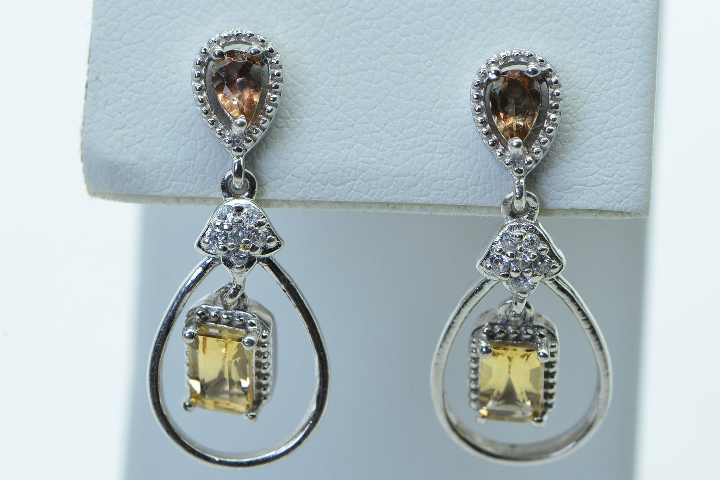 Sterling Silver Zultanite Citrine Dangle Earrings: Turkish Diaspore Teardrop Set