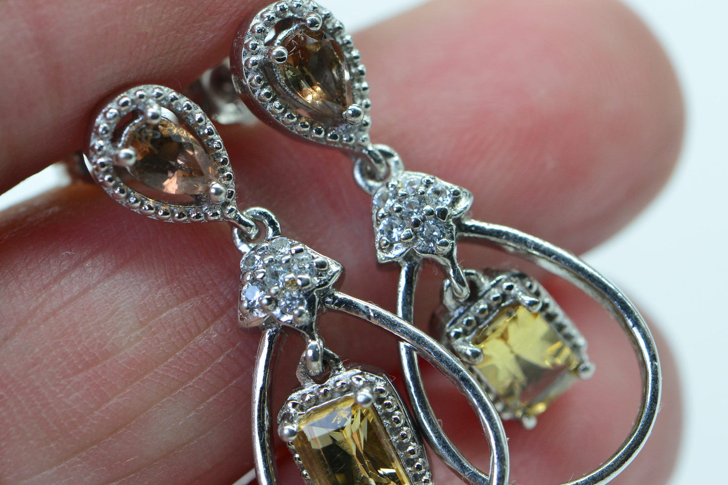 Sterling Silver Zultanite Citrine Dangle Earrings: Turkish Diaspore Teardrop Set