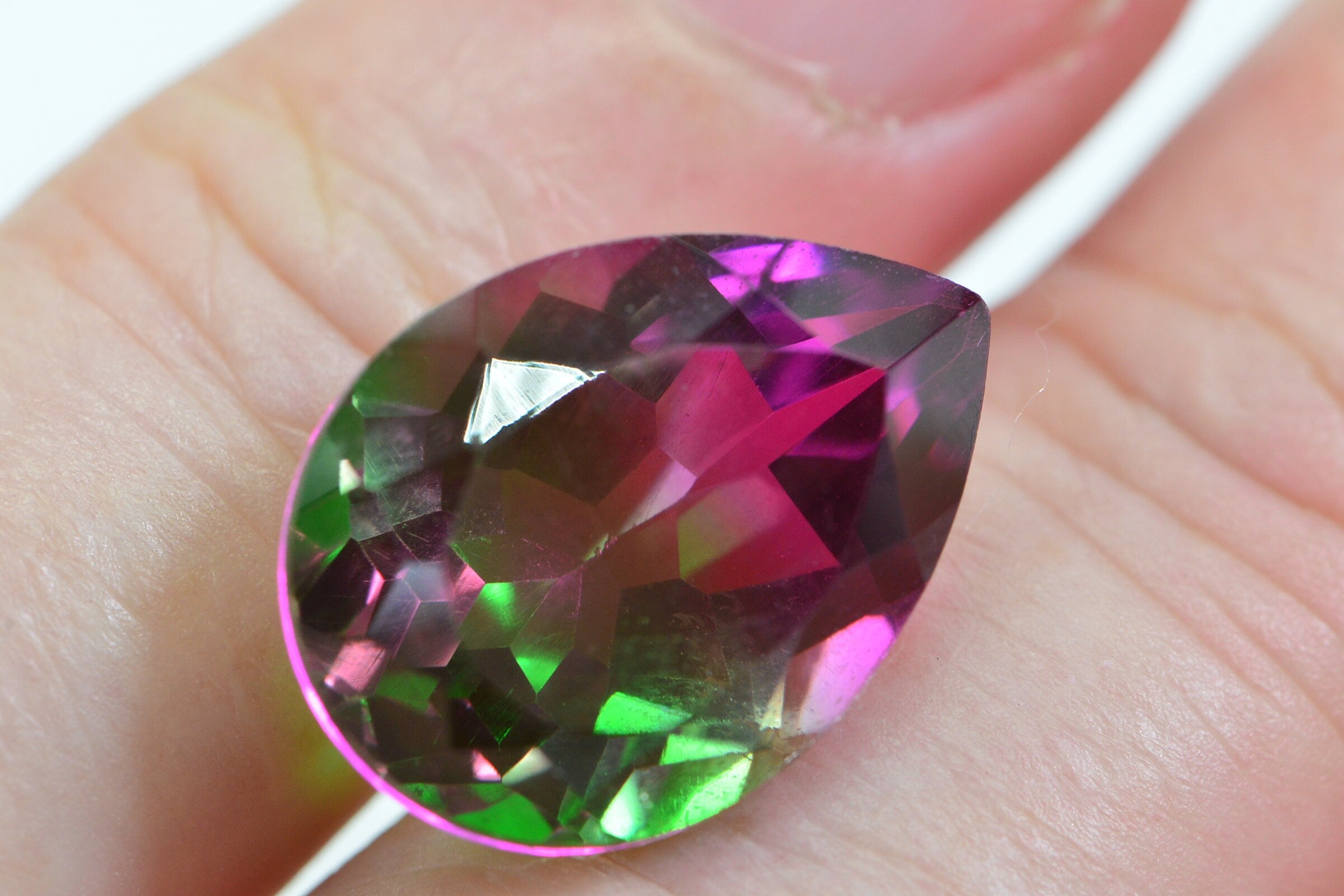 Watermelon Tourmaline Pear gems 17.4X13 mm 12.4ct Multi Color Gemstone