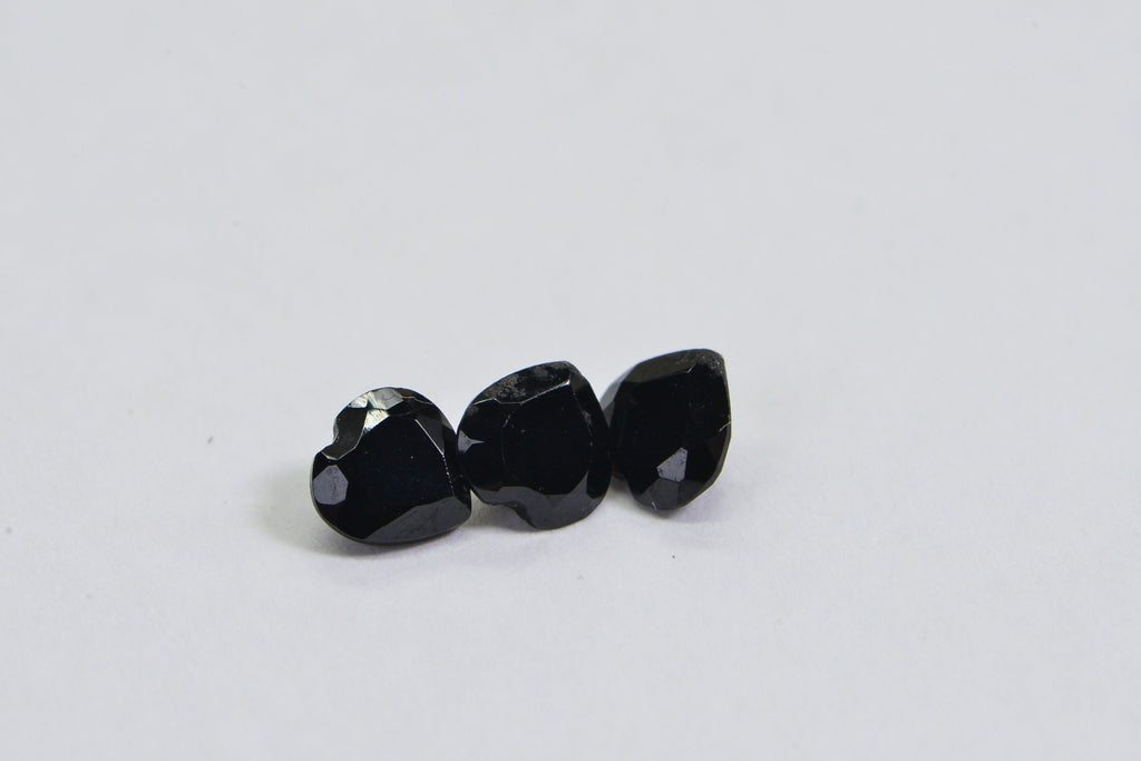 Black Tourmaline Heart Gemstone: Faceted Point Back (5mm)