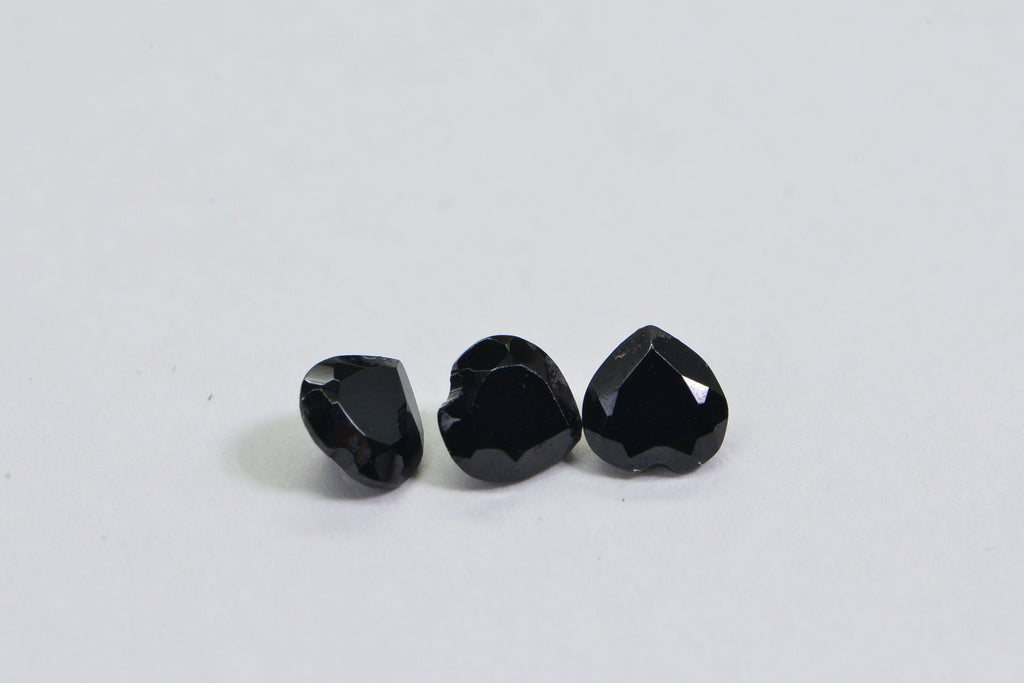 Black Tourmaline Heart Gemstone: Faceted Point Back (5mm)