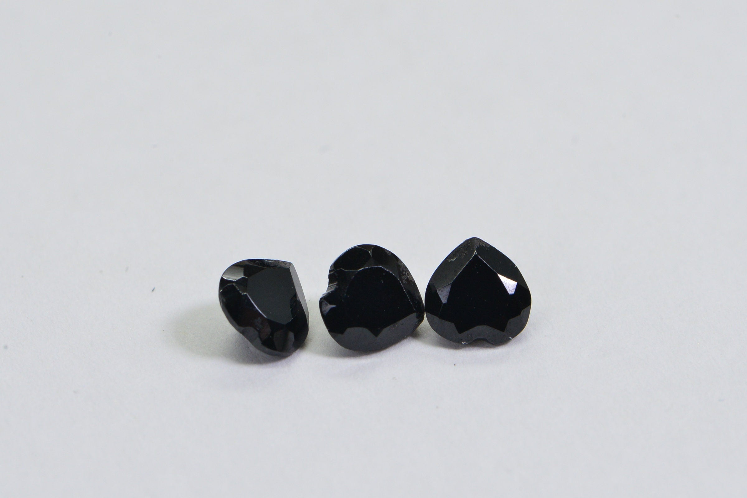 Black Tourmaline Heart Gemstone: Faceted Point Back (5mm)