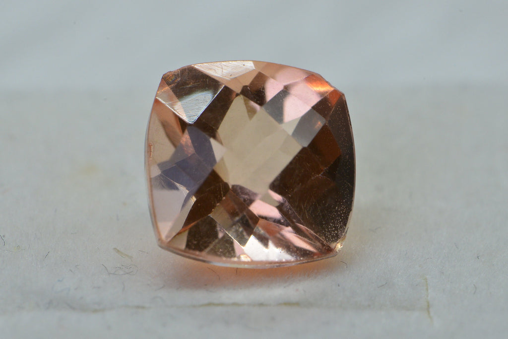Morganite Doublet Quartz  Faceted Cushion Gemstone Loose 10mm