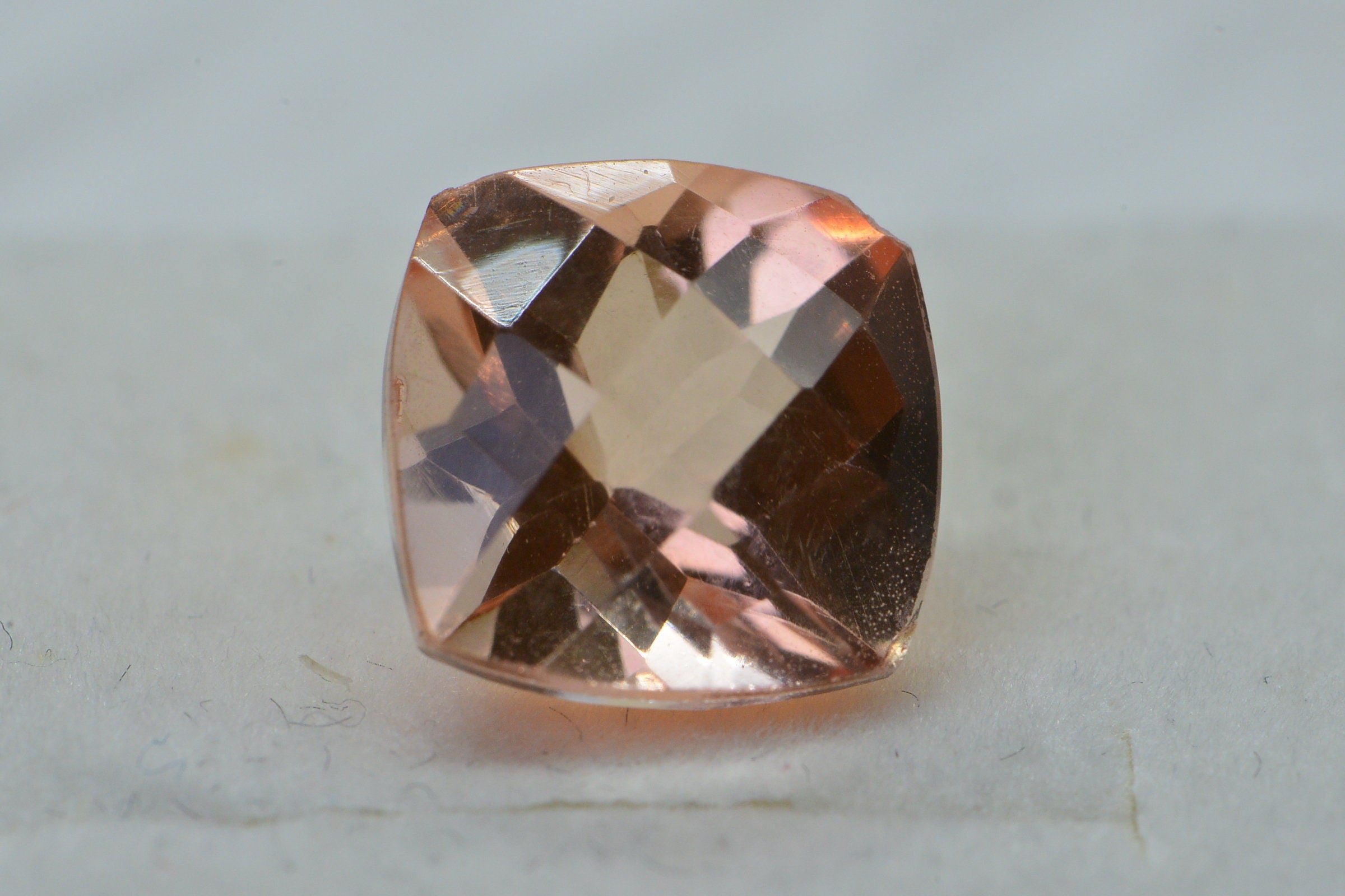 Morganite Doublet Quartz  Faceted Cushion Gemstone Loose 10mm