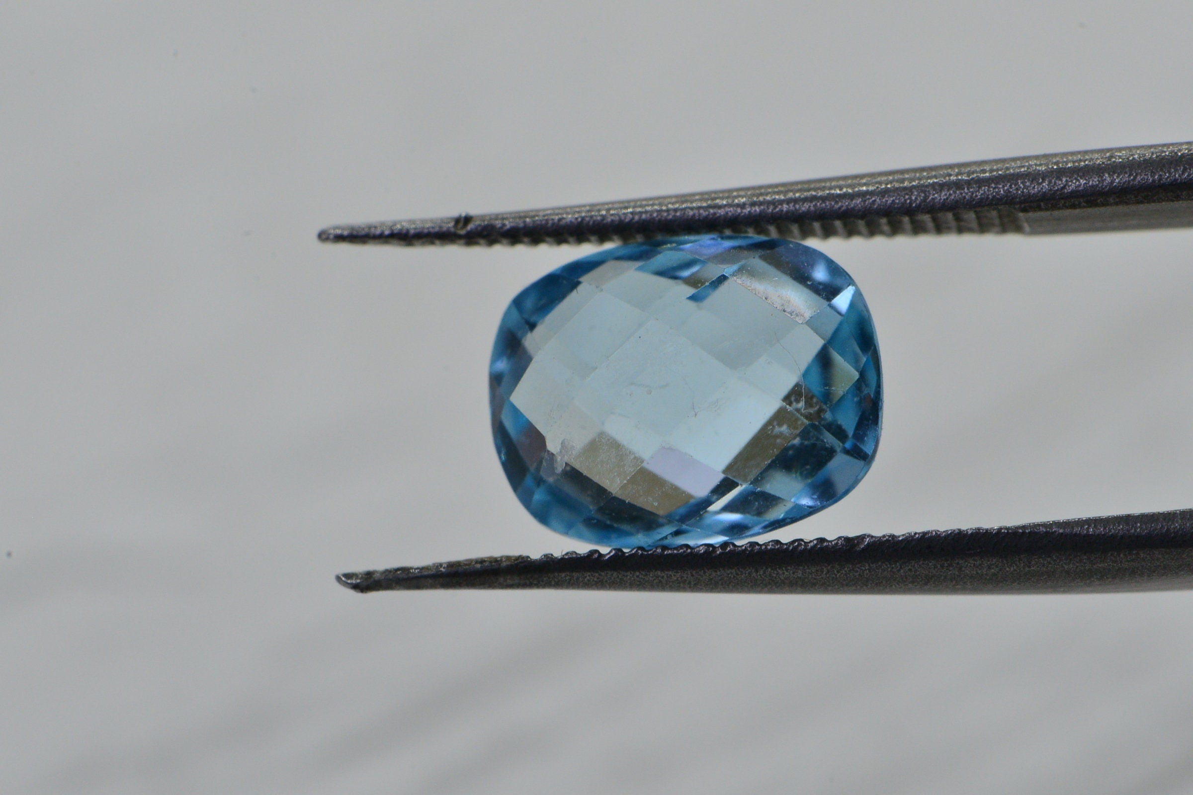 9x7mm Natural Blue Topaz Gemstone: Rectangle Cushion Faceted Cabochon