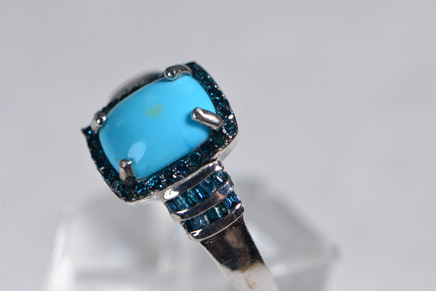 Sleeping Beauty Turquoise Ring: Sterling Silver, Blue Diamond Accent, December Birthstone