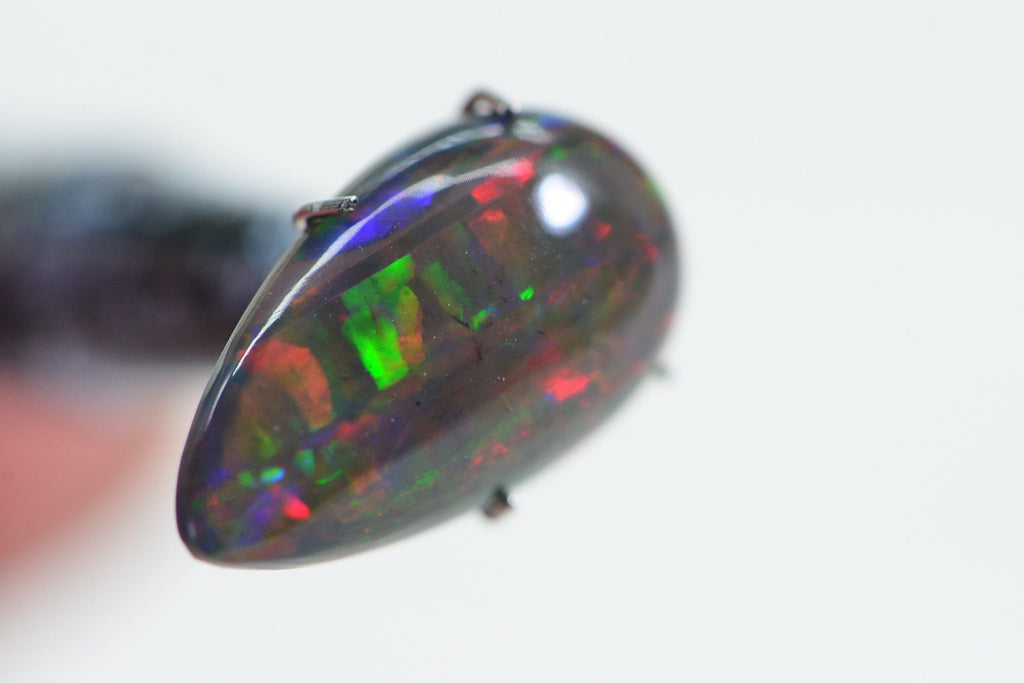 Ethiopian Black Opal Teardrop Cabochon: Natural Gemstone (3.3ct)
