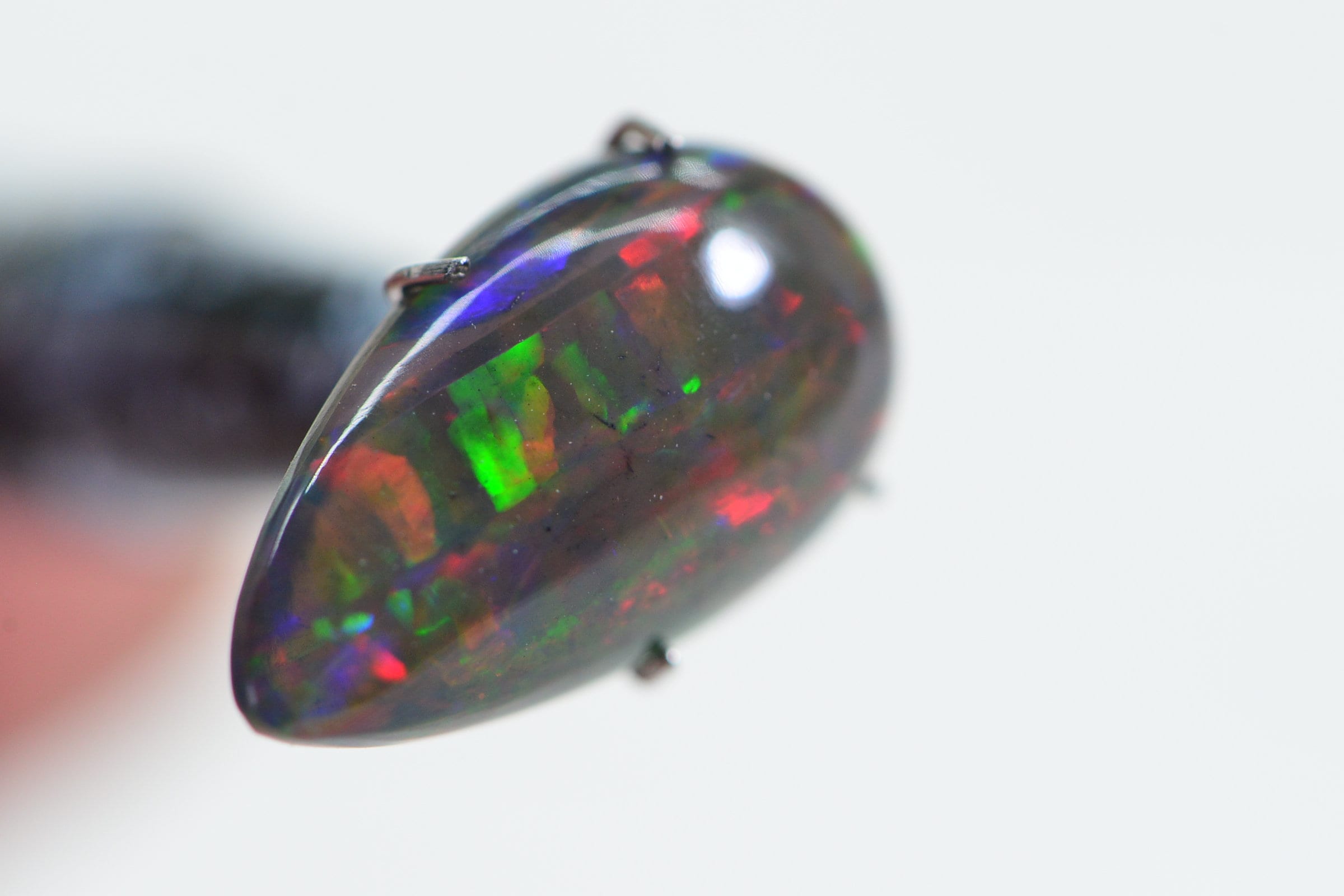 Ethiopian Black Opal Teardrop Cabochon: Natural Gemstone (3.3ct)