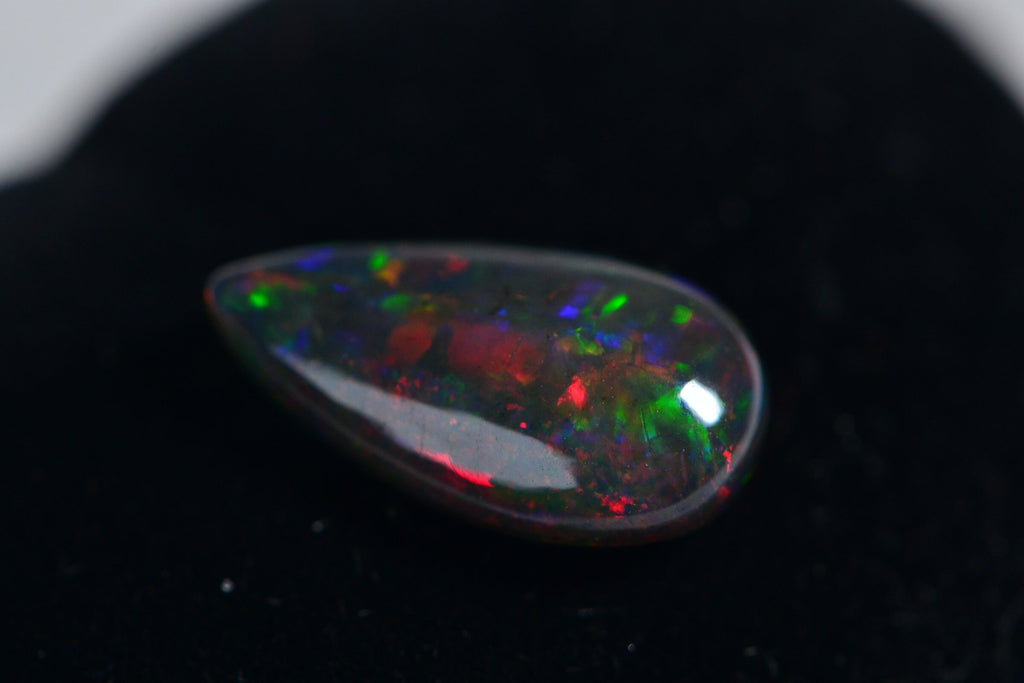Ethiopian Black Opal Teardrop Cabochon: Natural Gemstone (3.3ct)