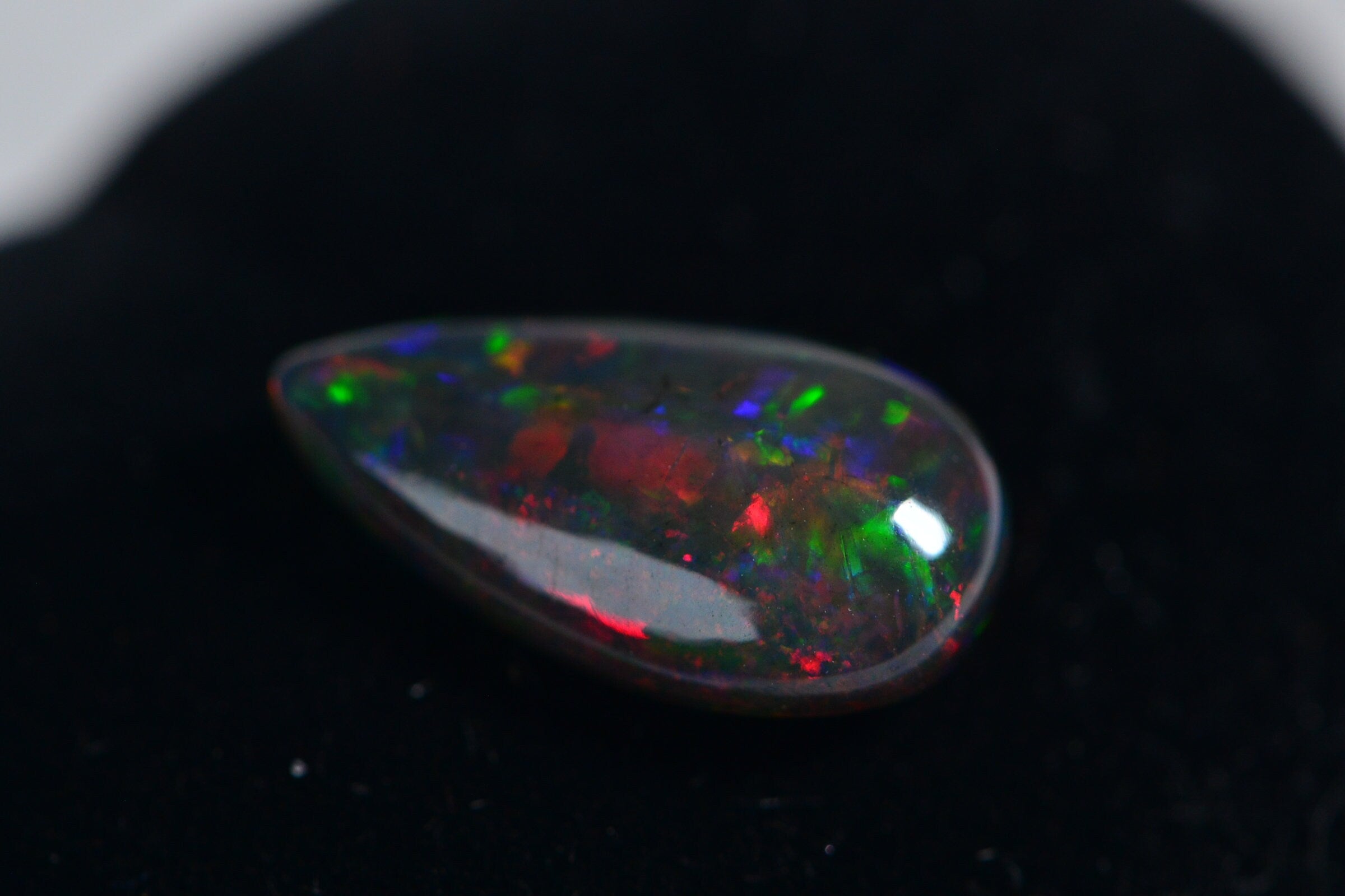 Ethiopian Black Opal Teardrop Cabochon: Natural Gemstone (3.3ct)
