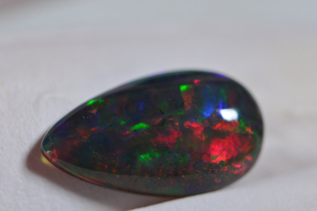 Ethiopian Black Opal Teardrop Cabochon: Natural Gemstone (3.3ct)