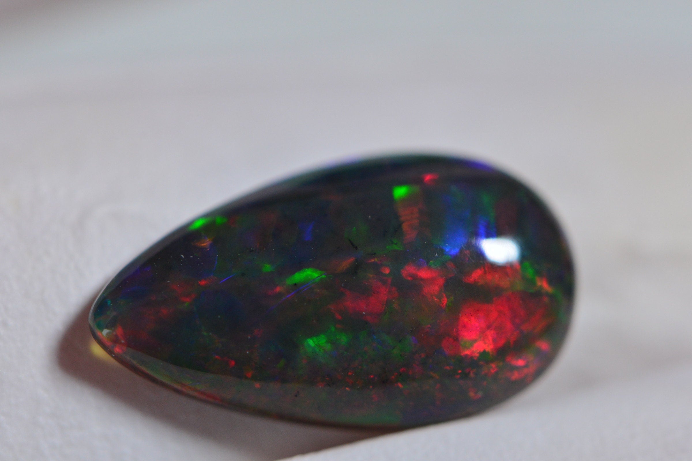 Ethiopian Black Opal Teardrop Cabochon: Natural Gemstone (3.3ct)