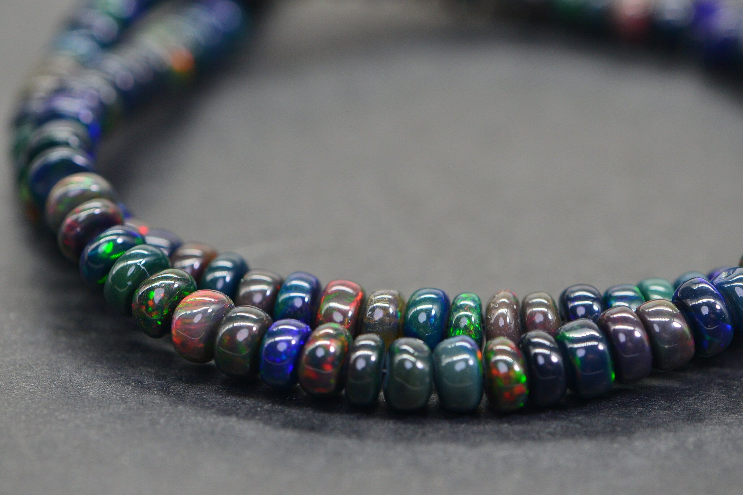 Ethiopian Black Opal Beads Smooth  Rondelle Beads Natural Gemstone Beads Jewelry Making Supplies