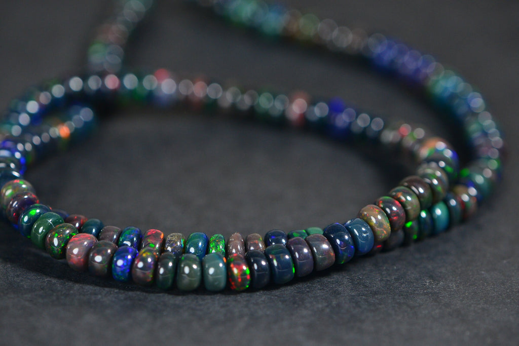 Ethiopian Black Opal Rondelle Beads: Gemstone Jewelry Making Supplies