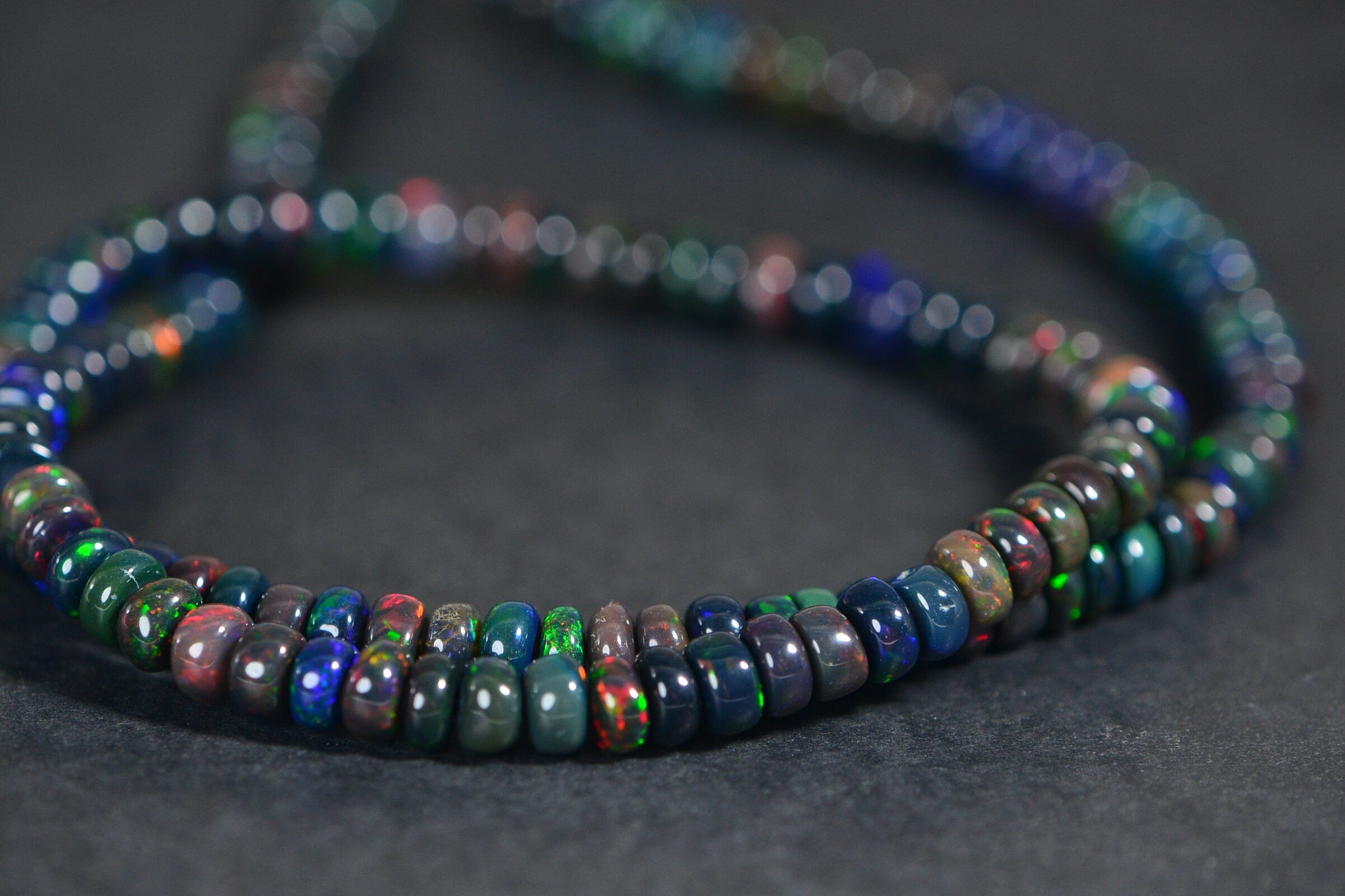 Ethiopian Black Opal Rondelle Beads: Gemstone Jewelry Making Supplies