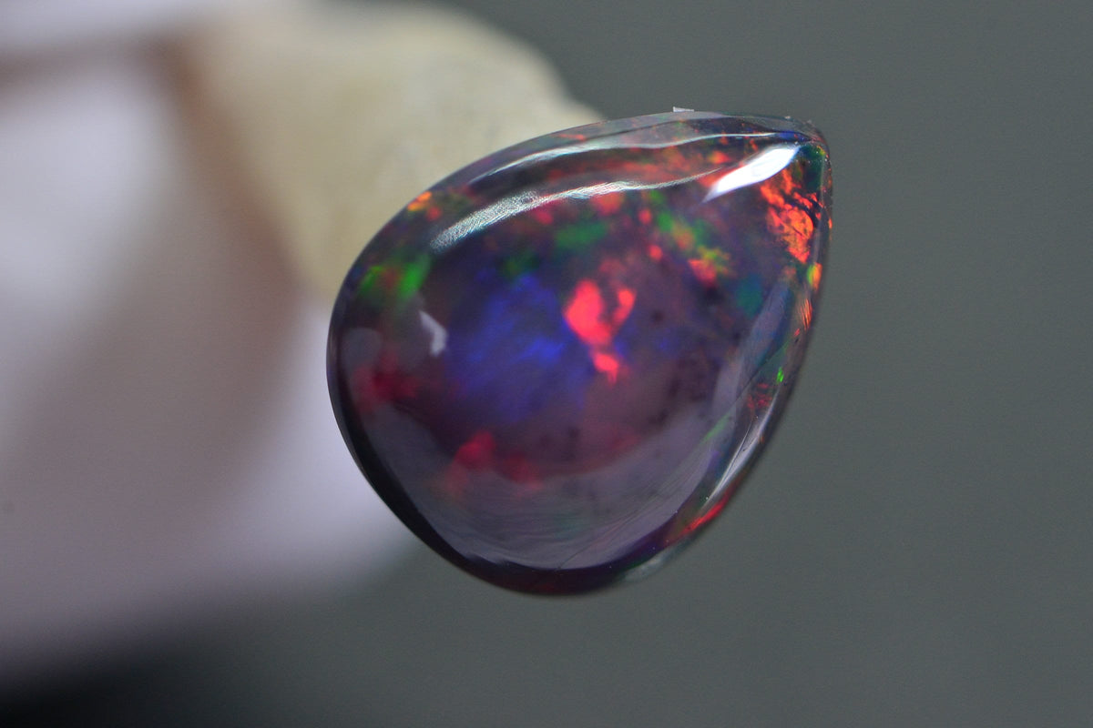Ethiopian Black Opal Pear Cabochon: Natural Gemstone Jewelry Supply
