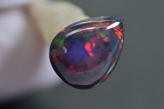 Ethiopian Black Opal Pear Cabochon: Natural Gemstone Jewelry Supply