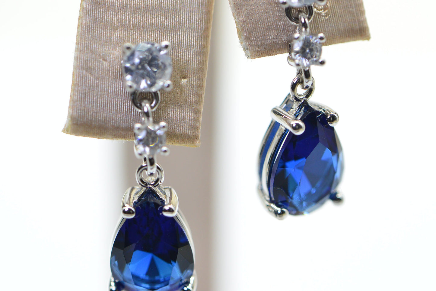 Teardrop Crystal Quartz Earrings: Sterling Silver Dangle Studs