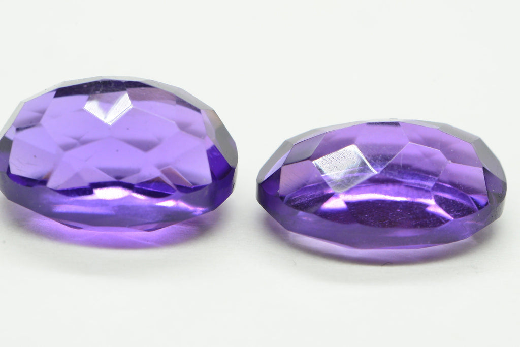 14X10mm Natural Amethyst Oval Faceted Cab Ring Size Dark Purple Crystal Cabochon