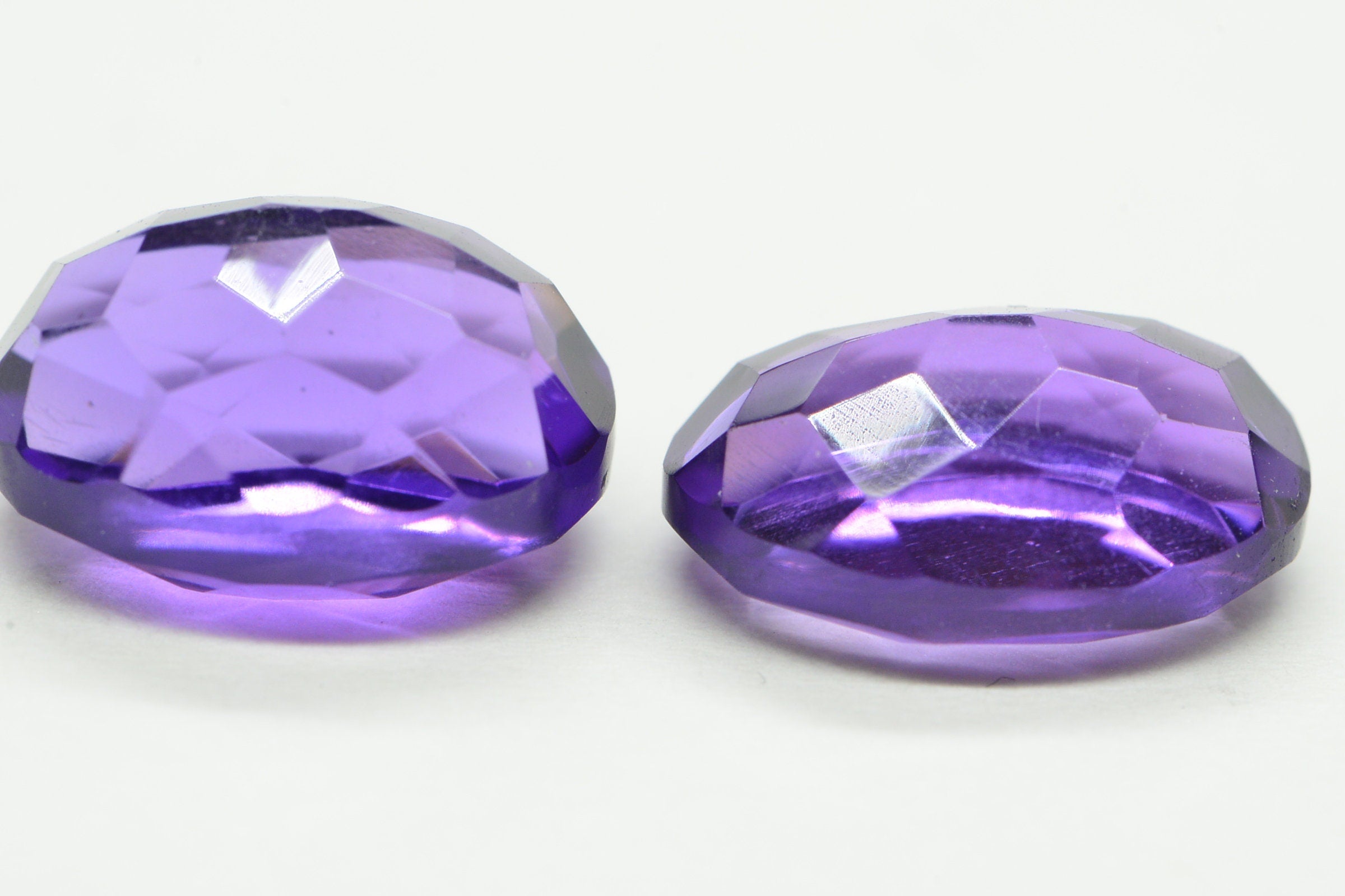 14X10mm Natural Amethyst Oval Faceted Cab Ring Size Dark Purple Crystal Cabochon