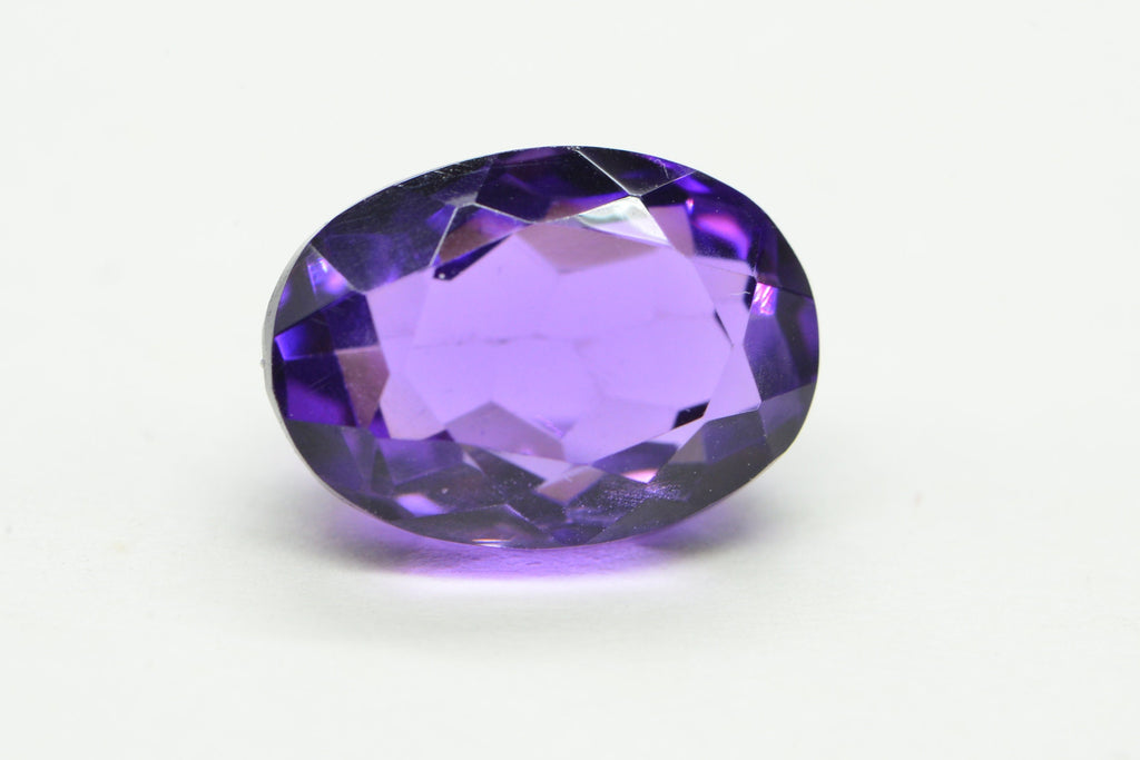 14X10mm Natural Amethyst Oval Faceted Cab Ring Size Dark Purple Crystal Cabochon