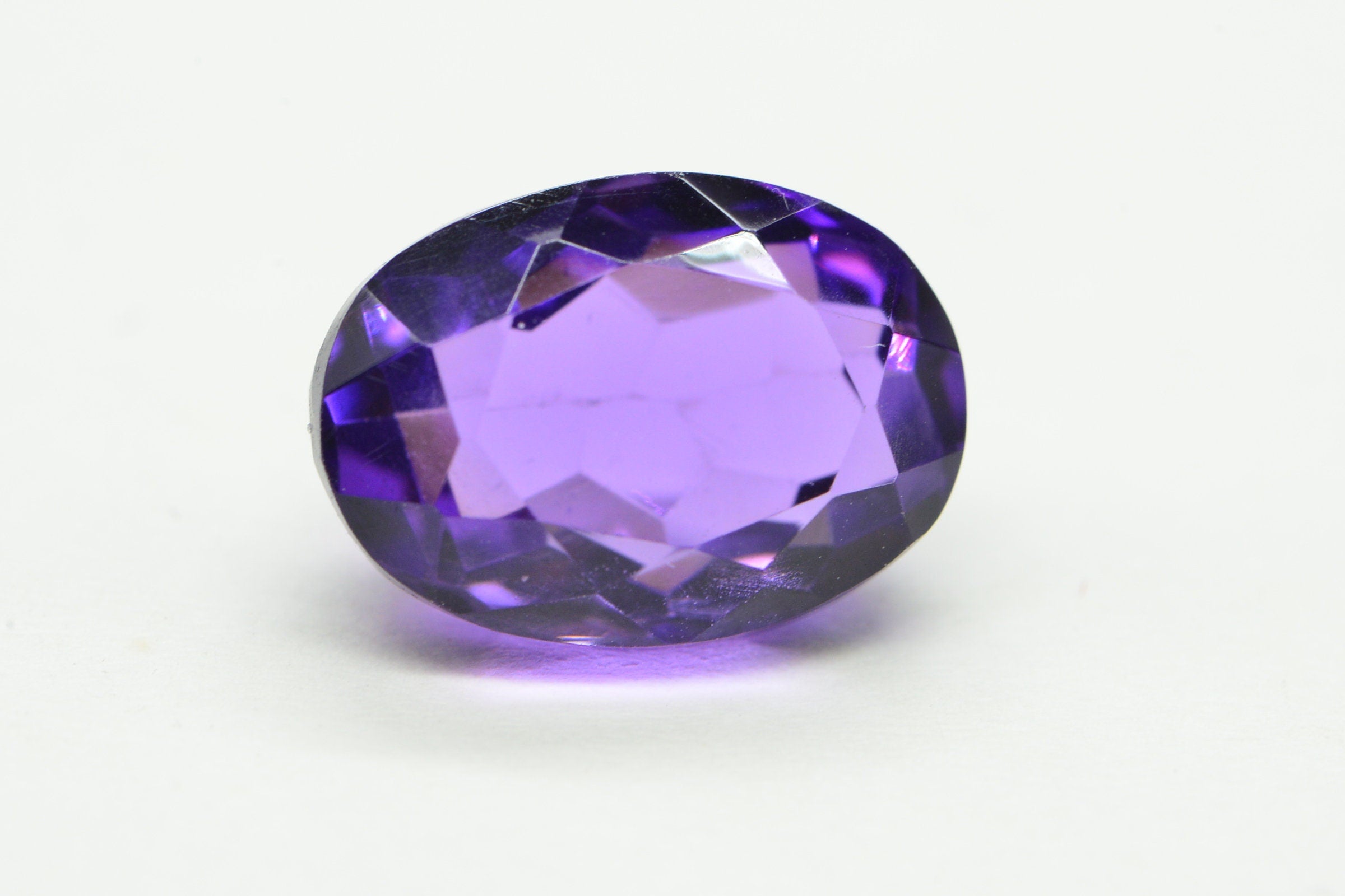 14X10mm Natural Amethyst Oval Faceted Cab Ring Size Dark Purple Crystal Cabochon