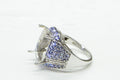 Blank Tanzanite Cluster Ring: White Gold over Sterling Silver, Size 9