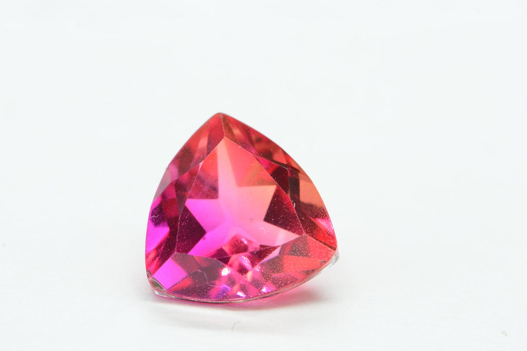 Bi color Tourmaline Quartz Trillion 12mm Gemstone Hot Pink Orange Loose Gemstone