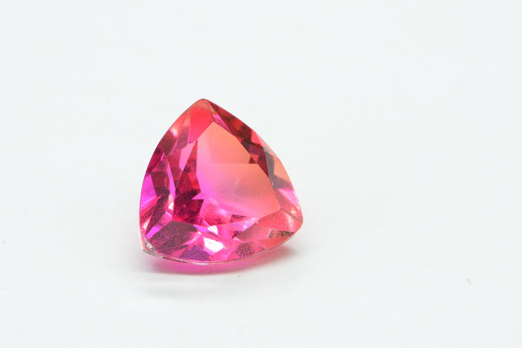 Bi color Tourmaline Quartz Trillion 12mm Gemstone Hot Pink Orange Loose Gemstone